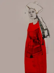 Frau im roten Kleid