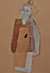 Nachdenkliche abstrakte Frau