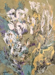 Abstrakte grün-goldene Blumen