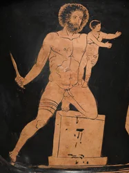Detail von einer rotfigurigen Lekythos