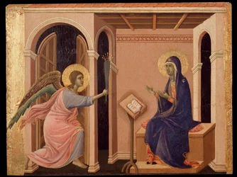 Verkündigung des Todes von Maria. Predella der Maestà