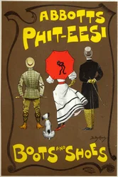 Lebensstil. Mode. Abbots Phit-ees, Stiefel- und Schuhgeschäft, London. Plakat von Dudley Hardy, England, ca. 1890 (Plakat)