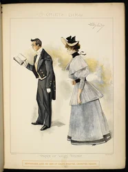 Zwei Figuren. Ein Mann liest ein Buch und eine Dame.