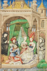 Seite aus "La Belle Dame Sans Merci" von Alain Chartier, Paris, frühes 15. Jahrhundert