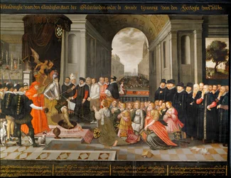 Allegorie auf die Schreckensherrschaft des Herzogs von Alba während des niederländischen Unabhängigkeitskrieges