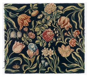 Paravent mit floralen Wandteppichpanelen, möglicherweise in Holland hergestellt