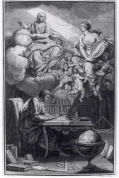Frontispiz von Elemens de la Philosophie de Neuton von Voltaire, veröffentlicht in Amsterdam, 1738