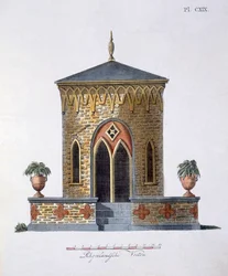 Gartendekorationen, aus Magazin der Gartenschätze von G. van Laar, veröffentlicht 1802