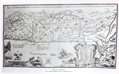 Karte von Palästina, aus einer Pessach-Haggada, gedruckt 1695