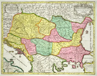 Karte des Königreichs Ungarn und der Staaten, die mit seiner Krone verbunden sind, veröffentlicht von Jan Barend Elwe, Amsterdam, 1742