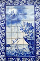 Wunder unserer Lieben Frau von Nazare. Unsere Liebe Frau von Nazare Kirche (Largo Nossa Senhora da Nazare). Portugal.