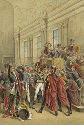 Napoleon vertreibt den Rat der Fünfhundert aus seinen Kammern, Staatsstreich des 18. Brumaire, 1799