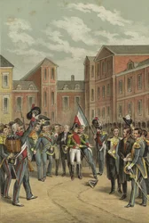 Napoleons Abschied von der kaiserlichen Garde im Weißen Pferdehof des Schlosses Fontainebleau, 1814