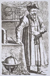 Porträt von William Postel (1510-81), aus seinem De Universitate, Leyden, 1643, illustriert in Geschichte der Magie, veröffentlicht im späten 19. Jahrhundert