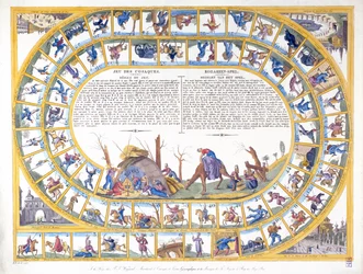 Das Kosaken-Spiel mit Illustrationen verschiedener russischer Soldaten, ca. 1815-16