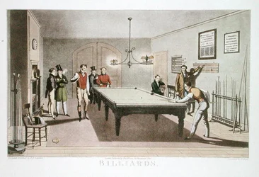 Billard, graviert von G. Hunt, veröffentlicht 1827 (Radierung)