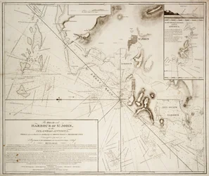 Die Straße und der Hafen von St. John auf der Insel Antigua