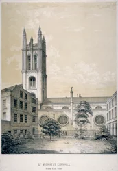 Südostansicht der Kirche St. Michael, Cornhill, City of London, 1840