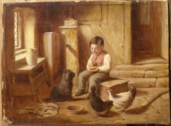 Die Hühner füttern