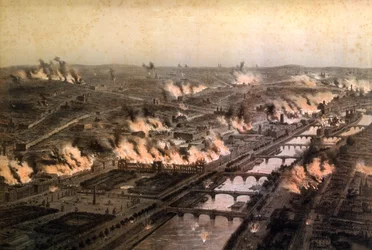 Panorama der Brände in Paris während der Kommune, Mai 1871