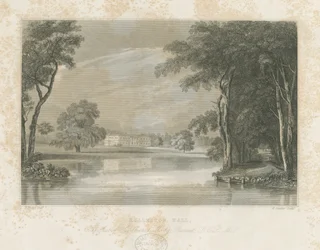 Rolleston Hall: Liniengravur, undatiert [ca. 1840]