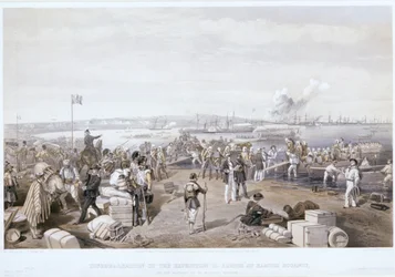 Landung der Expedition nach Kertsch bei Kamish Bournou, 1855