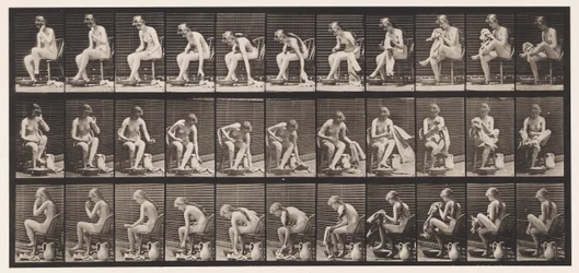 Tafel 411. Ein Handtuch heben während des Sitzens und Füße abwischen, 1872-1885