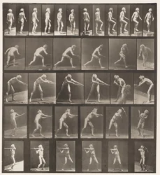 Tafel 521. A, Gehen; B, Stufe hinaufsteigen; C, Diskus werfen