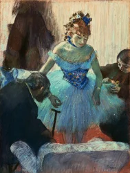 Eine Balletttänzerin in ihrem Ankleidezimmer