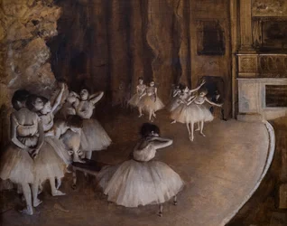 Ballettprobe auf der Bühne. 1874. Öl auf Leinwand.