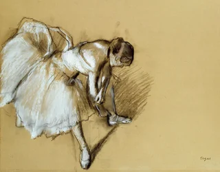 Tänzerin, die ihren Schuh anpasst, ca. 1890