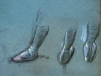 Tänzerin von hinten und drei Fußstudien (Detail)
