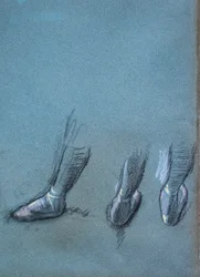 Tänzerin von hinten und drei Fußstudien (Detail)