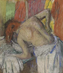 Frau, die sich den Rücken abtupft, ca. 1895