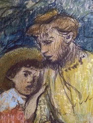 Madame Alexis Rouart und ihre Kinder (Detail) (ca. 1905). Edgar Degas (1834-1917). Pastell und Kohle auf Transparentpapierstäben, voll auf Karton. Musée des Beaux-Arts de la Ville de Paris, Petit Palais.