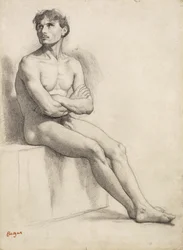 Sitzender Mann, Aktstudie, 1858