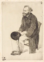Manet sitzend, nach links gewandt