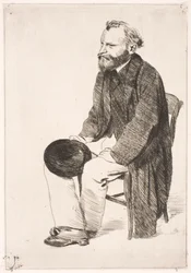 Sitzender Manet. Nach links gewandt