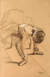 Sitzende Tänzerin, die ihre Schuhe anpasst, ca. 1876