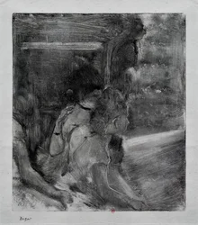 Zum Theater. Um 1878. Monotypie mit schwarzer Tinte aus China