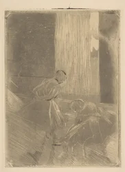 Zwei Tänzer in einem Probenraum, 1877-78