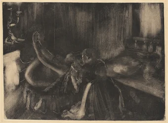 Frau am Kamin