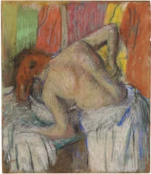 Frau wäscht ihren Rücken, ca. 1895