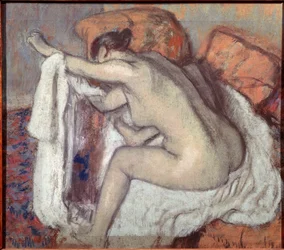 Frau, die ihren Arm abwischt. Gemälde von Edgar Degas. Pastell. Sao Paulo Kunstmuseum, Brasilien