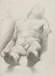 Étude - Liegender nackter Mann, 1856-58