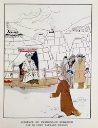 Wilhelm Rubruck (ca. 1200-ca. 1256) vor dem Tartarenführer Mangu im Jahr 1251, aus 
