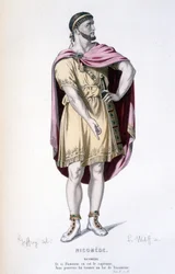 Der Charakter von Nicomedes in der Tragödie Nicomedes - Vollständiges Theater: (Sammlung von Stücken von Corneille) Zeichnung von Geffroy, Gravur von L. Wolff - Hrsg. Laplace, Sanchez et Cie, Paris 1884