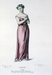 Die Figur der Psyche in der Tragikomödie und dem Ballett Psyche, Molière et Corneille - Vollständiges Theater: (Sammlung von Stücken von Corneille) Zeichnung von Geffroy, Gravur von L. Wolff - ed. Laplace, Sanchez et Cie, Paris 1884