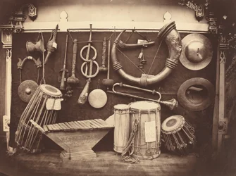 Stillleben mit Musikinstrumenten, um 1863
