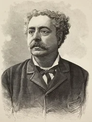 Porträt von Edmondo De Amicis (1846-1908), italienischer Autor, Gravur von E Mancastroppa nach einem Foto von Schemboche aus L